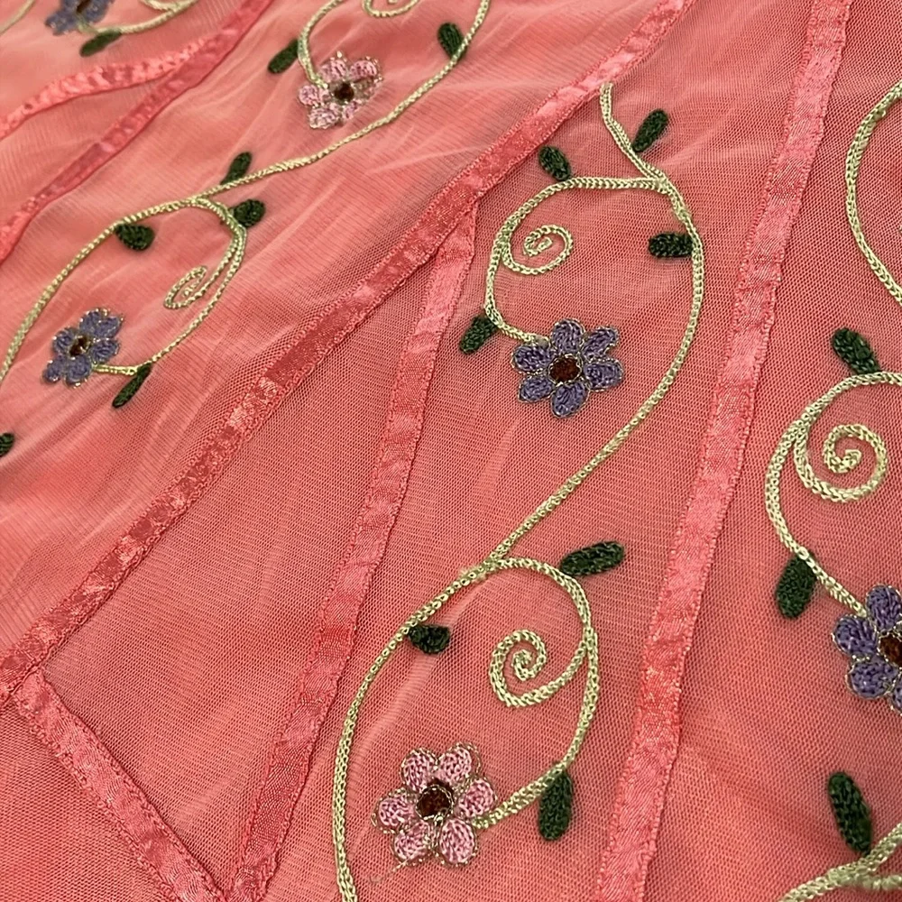 Fairy Floral Embroidered Skirt Size 2 Coquette Feminine Romantic Kawaii Spring